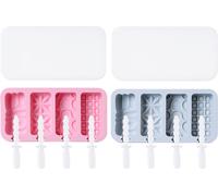 lot de 2 Moules à Popsicle, Moule à Gâteau Pop en Silicone, Glace maison, Chocolat, Machine à Glace Avec 8 Bâtonnets Réutilisables Pour Enfants, Été, DIY Avec Couvertures(Motif 1#)