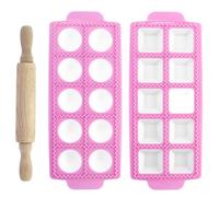 Lot de 2 moules à raviolis avec 10 grilles, carrés roses et ronds carrés, moules à raviolis italiens, moule à boulettes, kit pour la fabrication de raviolis, boulettes