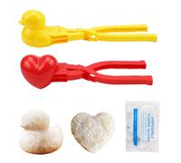 Lot de 2 moules à riz 3D pour la fabrication de sushis, moules à sushis en forme de canard et d'amour, avec gants en plastique pour riz/purée de pommes de terre/neige