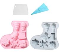 lot de 2 Moules à savon de Noël, Grand moule de Noël en silicone Pour savon artisanal, Mini-gâteaux, Chocolat, Bonbons, Jell-O, Résine DIY