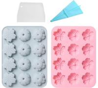 lot de 2 moules à savon en silicone, 12 alvéoles, Différentes formes de fleurs, Moule en silicone, Parfait Pour La Fabrication De Savons, De Barres De Lotion, De Bombes De Bain, De Mini-gâteaux, Avec