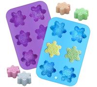 Lot de 2 moules à savon en silicone de Noël - En forme de flocon de neige - Moule à bougie de Noël - Moule à savon en silicone pour la cuisine - Décoration de pâtisserie