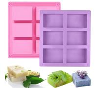 Lot de 2 moules à savon en silicone rectangulaires - Moule à savon - Moule à savon à mouler - Moule à savon à faire soi-même - Pour Noël, bricolage - Pour l'artisanat fait maison