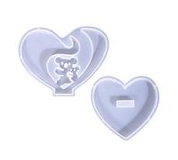 Lot de 2 moules à sculpture en silicone facile à démouler - Motif chat, ours, papillon, cœur - Pour les amateurs