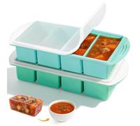 Lot de 2 Moules à Soupe pour Congélateur, Plateaux de Congélation en Silicone avec Couvercles, Bac à Bouillon Silicone de 1 Tasses pour Conserver 125 ml ou 250 ml de Bouillon, Soupe et Sauce