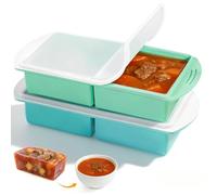 Lot de 2 Moules à Soupe pour Congélateur, Plateaux de Congélation en Silicone avec Couvercles, Bac à Bouillon Silicone de 2 Tasses pour Conserver 250 ml ou 500 ml de Bouillon, Soupe et Sauce