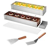 Lot de 2 moules à tiramisu avec couvercles transparents, spatule biseautée et spatule à 3 côtés, moules rectangulaires démontables en acier inoxydable 304, récipient pour mousse, pâtisserie, dessert