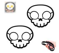 Lot de 2 moules à œufs au plat en forme de crâne d'horreur pour Halloween, moule à omelette amusant, moule de cuisson squelette en silicone, support pour crêpes fantômes, accessoire de cuisine