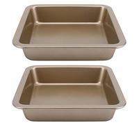 Lot de 2 moules carrés anti-adhésifs pour gâteaux au fromage, à pizza, ustensiles de cuisson (doré TG01#B)