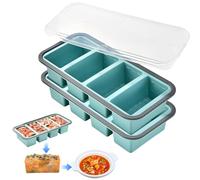 Lot de 2 moules de congélation en silicone - 250 ml - Extra larges - Avec couvercle - Sans BPA - Passe au lave-vaisselle - Pour soupe, sauce, bouillie de bébé, congeler des portions - Récipient