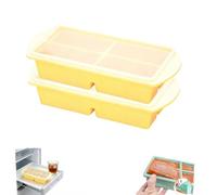 Lot de 2 moules de congélation en silicone avec couvercle, 250 ml, empilables, pour soupe, bouillon, sauce et préparation des repas, jaune