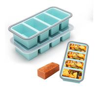 Lot de 2 moules de congélation en silicone avec couvercle, bac à glaçons, couvercle, 2 pièces, 4 trous Super Freezer pour soupe, Ice Cube, bouillon, sauce ou beurre