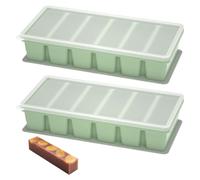 Lot de 2 moules de congélation en silicone avec couvercle - Pour 6 portions parfaites - Plateau de congélation en silicone de 120 ml avec couvercle - Pour bouillon, sauce, glaçons