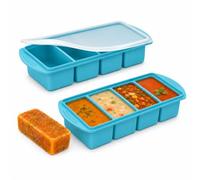 Lot de 2 moules de congélation en silicone avec couvercle, souper cubes avec brosse de nettoyage
