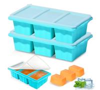 Lot de 2 moules de congélation en silicone pour soupe, glaçons, glaçons avec couvercle, 6 moules à soupe de 1 tasse pour stocker 250/125 ml de soupe, Ice Cube, bouillon, sauce ou beurre