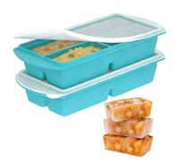 Lot de 2 moules de congélation en silicone SGZIOO Souper Cubes - 250 ml - Plateau de congélation en silicone avec couvercle - Pour aliments, soupe, bouillon, sauce, vert lac