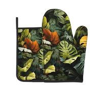 Lot de 2 moules de cuisine imprimés feuilles de palmier tropicales résistantes à la chaleur et anti-brûlures pour la cuisine et le barbecue en plein air