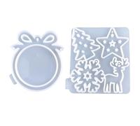 Lot de 2 moules de décoration de Noël faciles à utiliser et à nettoyer - Pendentifs décoratifs en plâtre, bijoux, loisirs créatifs, décorations de Noël