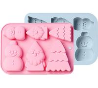 lot de 2 moules de Noël en silicone, grand moule de Noël pour mini-gâteaux, savons artisanaux, chocolats, gelée, bonbons et bougies, avec moule en silicone en forme de sapin de Noël