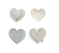 Lot de 2 moules de rangement en silicone de qualité alimentaire en forme de cœur rayé pour organiser des bougies et des bijoux faits maison