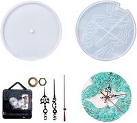 Lot de 2 moules en résine de caoutchouc de silicone pour horloge, alarme murale, horloge murale avec mouvement d'horloge, minuterie transparente pour loisirs créatifs, décoration d'intérieur (B)