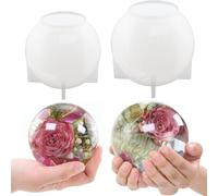 Lot de 2 moules en résine en forme de sphère en silicone de 11,9 cm et 10,2 cm, moules en résine 3D sans couture pour loisirs créatifs, souvenirs de fleurs, décoration d'intérieur