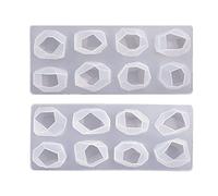 Lot de 2 moules en résine époxy irrégulière, section géométrique irrégulière, pierres d'ornement, décorations d'intérieur, outils de moulage en silicone, kit de silicone pour nourriture