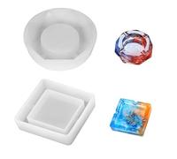 Lot de 2 moules en résine pour cendrier, carrés et diamants, gel de silice, moule en résine, bijoux en résine, artisanat en cristal, dessous de verre, décoration de la maison, blanc