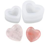 Lot de 2 moules en silicone 3D en forme de cœur - Moule en silicone en forme de cœur - Moule à gâteau - Moule en forme de cœur - Pour savons faits à la main - Pendentif en forme de cœur