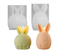 Lot de 2 moules en silicone 3D en forme de lapin de Pâques - Moule en silicone pour Pâques - Moule en silicone pour Pâques - Moule en silicone - Lapin de Pâques - Moule en plâtre - Moule à couler