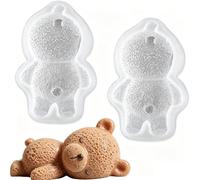 Lot de 2 moules en silicone 3D en forme d'ours allongé pour décoration de gâteaux, cupcakes, glaçons, savon, argile polymère, résine époxy