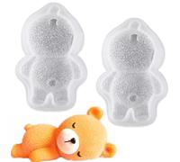 Lot de 2 moules en silicone 3D en forme d'ours allongé pour décoration de gâteaux, cupcakes, glaçons, savon, argile polymère, résine époxy