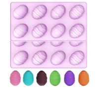 Lot de 2 moules en silicone à 8 cavités pour œufs de Pâques, 4 motifs 3D uniques de qualité alimentaire anti-adhésif pour chocolat, mousse, pudding, gelée et dessert