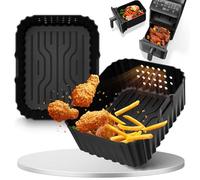 Lot de 2 moules en silicone Airfryer pour Philips série 4000 NA460/00 NA462/70 - Avec design Airflow - Double basket de 10 l - Sans BPA - Passe au lave-vaisselle - Résistant à la chaleur jusqu'à 230 °