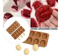 Lot de 2 moules en silicone anti-adhésifs en forme de cerveaux pour faire des mousses, des gâteaux, des fondants, des desserts, des chocolats, des moules faciles à nettoyer