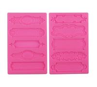 Lot de 2 moules en silicone de style baroque pour fondant - Cadre photo vintage - Moule en silicone pour plaque et étiquettes d'objet - Moule pour décoration de gâteaux, pâte polymère