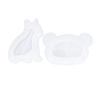 Lot de 2 moules en silicone en forme d'animal en forme de chien et d'ours pour loisirs créatifs, fournitures de vaisselle, moules d'art en résine durable non toxique pour