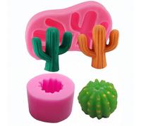 Lot de 2 moules en silicone en forme de cactus - Moule cactus MoldFun pour fondant, p te sucre, chocolat, bonbons, bougie, argile polym re