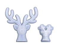 Lot de 2 moules en silicone en forme de cerf de Noël pour décoration de bureau, plâtres, élan de Noël, résines de cerf, décorations de table