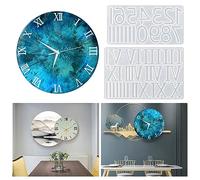 Lot de 2 moules en silicone en forme de chiffres romains et arabes pour horloge murale, résine époxy, chiffres en cristal, bijoux, pendentifs, cupcakes, décoration de cupcakes, loisirs créatifs