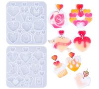 Lot de 2 moules en silicone en forme de cœur pour boucles d'oreilles sur le thème de l'amour pour la Saint-Valentin, un anniversaire, un pendentif, une décoration artisanale