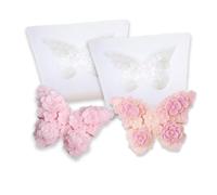 Lot de 2 moules en silicone en forme de fleur et de papillon pour décoration de gâteaux, fondants, biscuits, savons, sucre, pudding, chocolat, bonbons, desserts, bougies