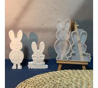 Lot de 2 moules en silicone en forme de lapin de Pâques - Moules en silicone - Motif lapin avec fleurs - Carotte - Moules en plâtre pour couler le lapin de Pâques - Moule en silicone - Moule pour