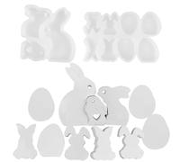 Lot de 2 moules en silicone en forme de lapin pour fondant - Pour décoration de cupcakes et biscuits - Pour ciment, gypse, résine époxy - Pour Pâques, vacances, printemps