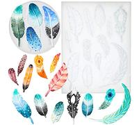 Lot de 2 moules en silicone en forme de plume pour décoration de gâteau, chocolat, cupcakes, moulage de bijoux en résine époxy, argile polymère, longueur 3,3 à 8,4 cm