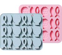 lot de 2 moules en silicone en forme de poisson Pour les bonbons au chocolat, les oursons en gélatine, le fondant, la gélatine, la gelée, la pâtisserie, les gâteaux, le savon, l'argile polymère, les c