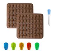 Lot de 2 moules en silicone en forme de tête de mort avec pipettes compte-gouttes