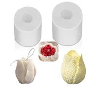 Lot de 2 moules en silicone en forme de tulipe - Moule à bougie 3D - Moule en silicone pour la fabrication de bougies parfumées faites à la main, de savons, de plâtre en résine, etc.
