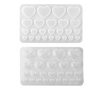 Lot de 2 moules en silicone époxy avec strass et pendentif en forme de cœur pour résine époxy