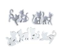 Lot de 2 moules en silicone flexibles et robustes en forme de cœur et de chats pour loisirs créatifs et décorations de fête